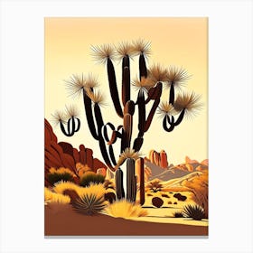 Joshua Trees In Grand Canyon Vintage Botanical Line Drawing  (5) Canvas Print