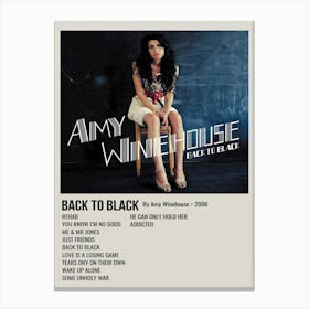 Amy Winie Hoiusie Back To By Amy Winehouse Canvas Print