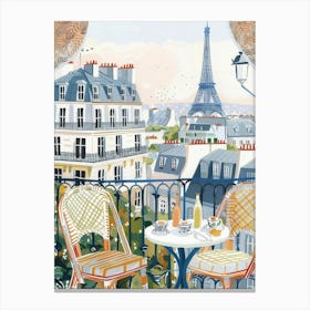 Daytime in Paris at Lunch with Eiffeltower Canvas Print