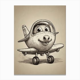 Pig Airplane Canvas Print