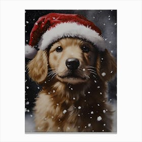 Golden Retriever Santa Hat Canvas Print