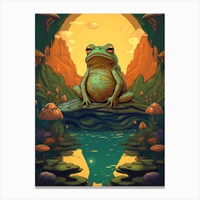 African Bullfrog On A Throne Storybook Style 6 Canvas Print