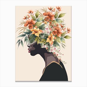 Profile Of A Woman With Flowers 2 Canvas Print