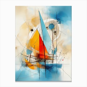 Sailboat 05 - Avant Garde Abstract Painting in Yellow, Red and Blue Color Palette in Modern Style Canvas Print