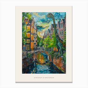 Dinosaur In The Canals Of Amsterdam 1 Poster Canvas Print