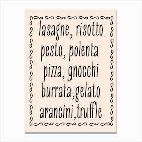 Italian Food Kitchen Canvas Print