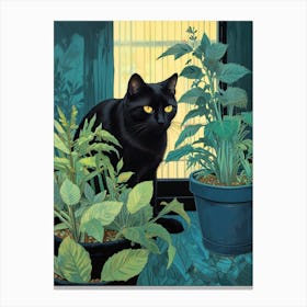 Cat In Pots Canvas Print