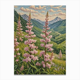 Pink Wildflowers In The Mountains Canvas Print