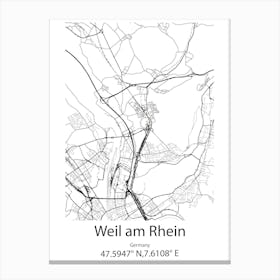 Weil Am Rhein,Germany Minimalist Map Leinwandbilder