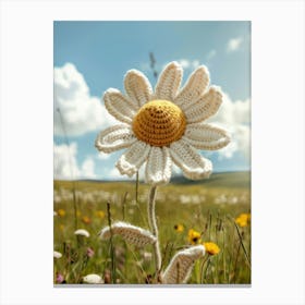 Daisies Knitted In Crochet 3 Canvas Print