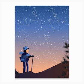 Hiker Looking At The Stars Canvas Print