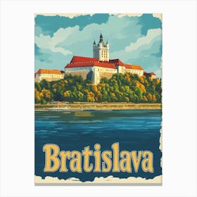 Aihrgdesign A Vintage Travel Poster Of Bratislava 3 Canvas Print