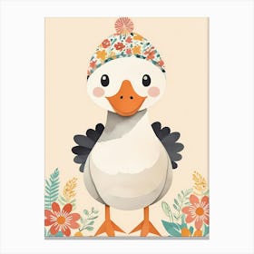 Floral Cute Baby Goose Nursery Illustration (30) Canvas Print