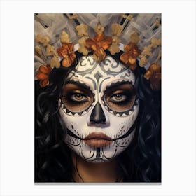 La Catrina Skull Makeup Girl Canvas Print