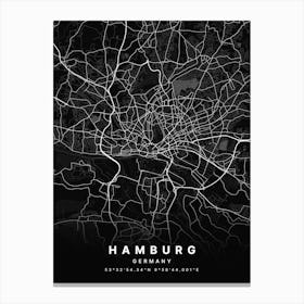 Hamburg Germany Black Map Canvas Print