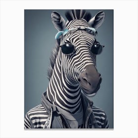 Funny Zebra Wearing Jackets And Glasses Cool Canvas Print