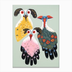 Folk Style Bird Painting Ostrich 2 Canvas Print