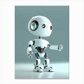 Robot Standing On A Gray Background Canvas Print