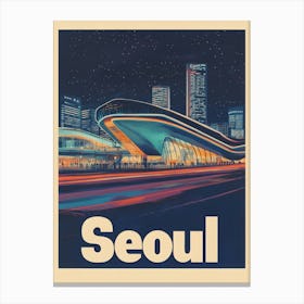 Aihrgdesign A Retro Travel Poster For Seoul Featuring The Fut 628f44e2 6763 45f4 A9d9 Ea609b1481ca 3 Canvas Print