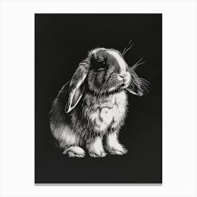 French Lop Blockprint Rabbit Illustration 6 Canvas Print