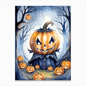 Cute Jack O Lantern Halloween Painting (27) Canvas Print