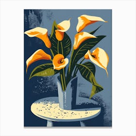 Calla Lily Flowers On A Table   Contemporary Illustration 4 Canvas Print