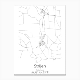 Strijen,Netherlands Minimalist Map Canvas Print