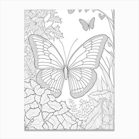 Butterfly In Garden William Morris Inspired 2 Canvas Print