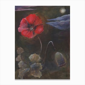 Poppy Dream - figurative classical old master style painting vertical floral flower red Canvas Print
