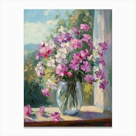 Phloxes, A Bouquet In The Morning On The Window 1 Canvas Print