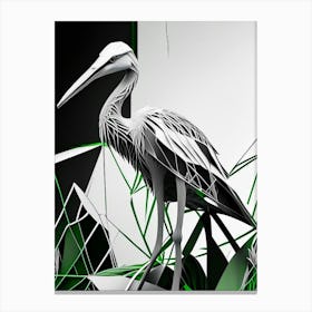 Grey Heron Polygonal Wireframe 1 Canvas Print