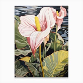 Flamingo Flower 3 Flower Painting Canvas Print