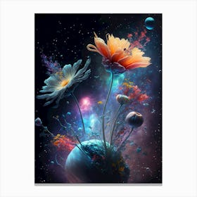 Universe flowers under the stars Canvas Print