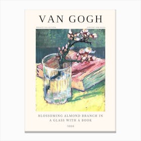 Blooming Almond Branch In A Glass With A Book, Van Gogh Canvas Print