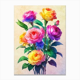 Watercolor Roses Canvas Print