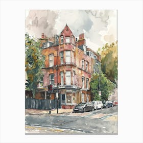 Brent London Borough   Street Watercolour 1 Canvas Print