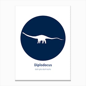 Dinosaur Diplodocus Blue Nursery Canvas Print