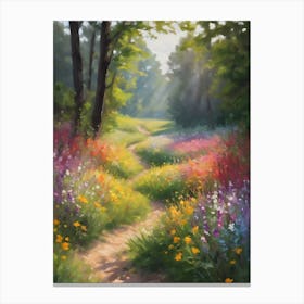 Walking in the Summer Sunlight ~ Inviting Path Through Flower Filled Colorful Meadow Canvas Print