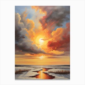 Sunset Over The River 1 Canvas Print