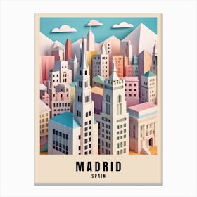 Madrid City Travel Poster Spain Low Poly (25) Canvas Print