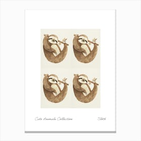 Cute Animals Collection Sloth 3 Canvas Print