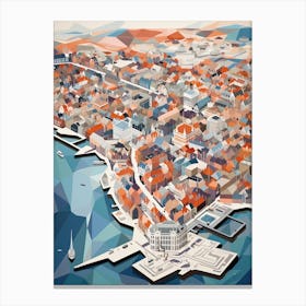 Copenhagen, Denmark, Geometric Illustration 1 Canvas Print