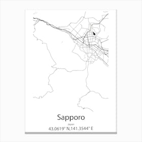 Sapporo,Japan Minimalist Map Stampe su tela