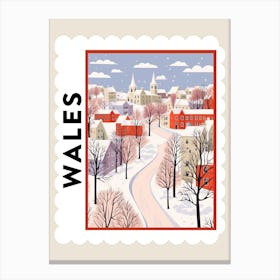 Retro Winter Stamp Poster Cardiff United Kingdom Canvas Print