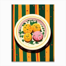 A Plate Of Pumpkins, Autumn Food Illustration Top View 27 Canvas Print