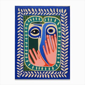 Folk Abstract Face Illustration 5 Canvas Print