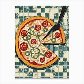 Gourmet Pizza On A Tiled Background 3 Canvas Print