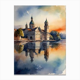 Watercolor Of A Church 2 Canvas Print