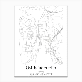 Ostrhauderfehn,Germany Minimalist Map Canvas Print