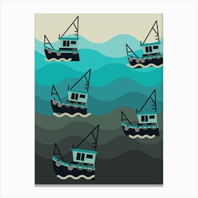 Fishing Boats In The Sea Canvas Print